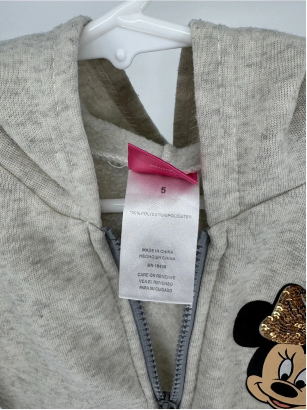 Disney Junior Girl's Gray Minnie Mouse Hoodie Size 5